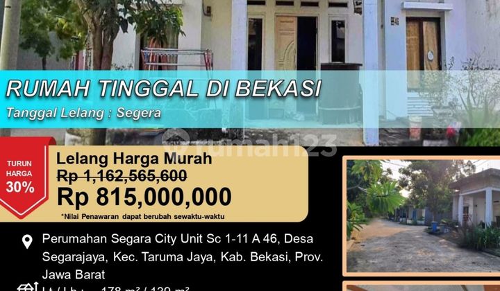 Rumah Tinggal Lapang Luas Minim Renovasi Murah di Bekasi