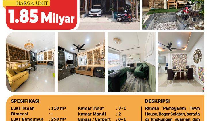 Rumah Pamoyanan Town House, Bogor Selatan, 110m², 2 Lt, SHM 2