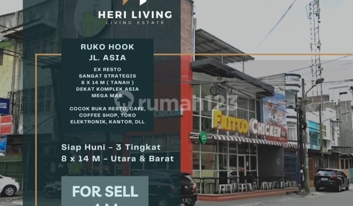 For Sale Shop House Hook Jl. Asia Ext Restaurant, Opposite Asia Baru Mart 2