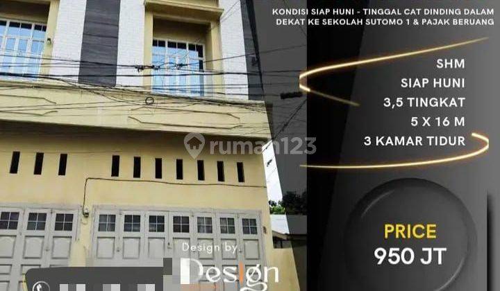 RUKO 3.5 TINGKAT DI INTI KOTA, DEKAT JL.SEI KERA,+ DEKAT SEKOLAH SUTOMO+ METHODIST 2 MEDAN 1