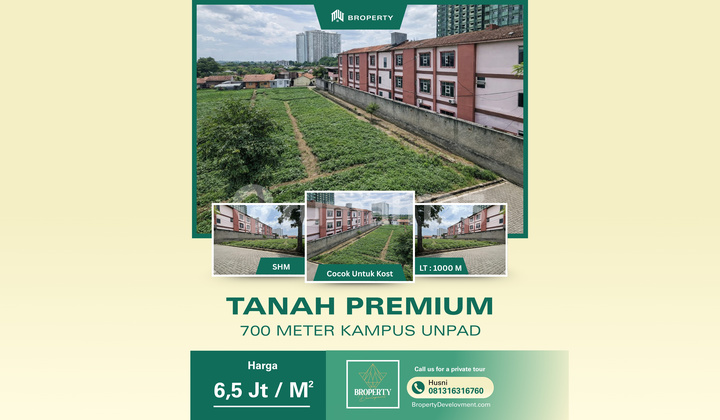 Dijual Tanah Premium 800 Meter ke Kampus Unpad SHM
