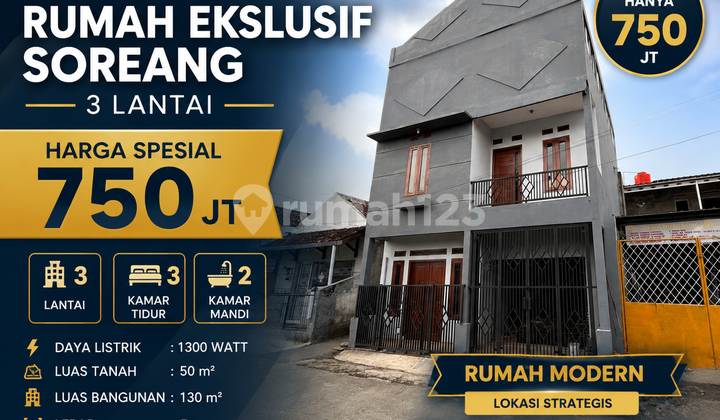 For Sale: 3-Story House Near Soreang Toll Road, Freehold Title (SHM) For Sale: 3-Story House Near Soreang Toll Road, Freehold Title (SHM)