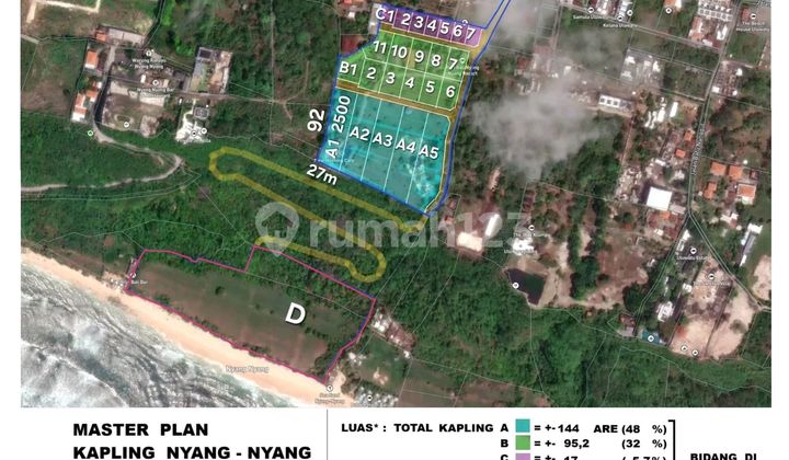 Tanah Tebing Nyang Nyang Beach View Laut Freehold Bali Plot Kecil