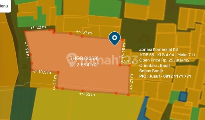 Tanah Komersial Luas 2694m2 SHM Dekat Toll JORR TB Simatupang