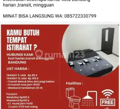 Kost harian transit mingguan bandung 1