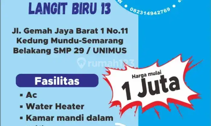 Kost Langit Biru13 Putri, Nyaman dan bersih dekat Unimus 2