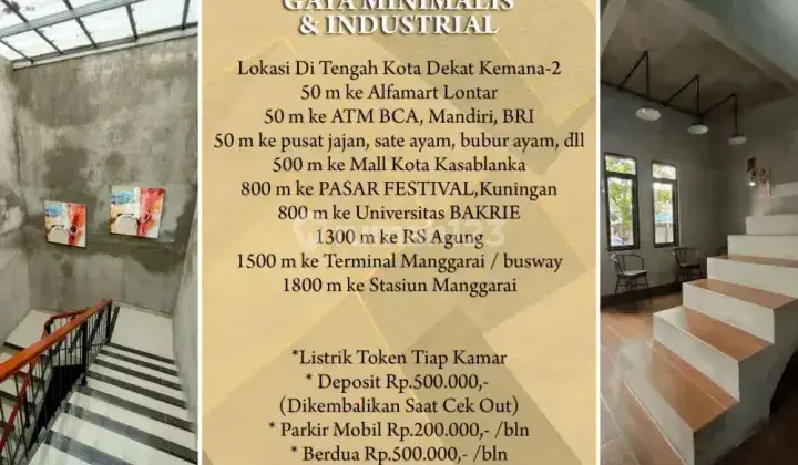 Kos Kekinian Untuk Wanita Gaya Industrial minimalis dekat kokas tebet 2