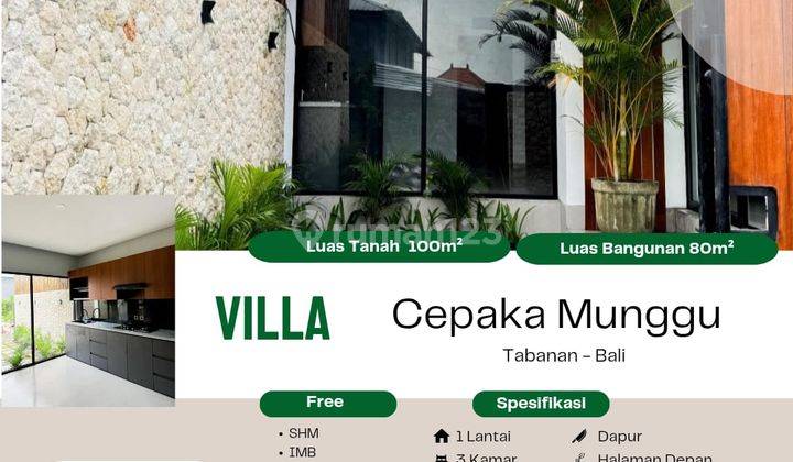 Dijual Villa Private Pool 3 Kamar Di Cepaka Dekat Munggu 1