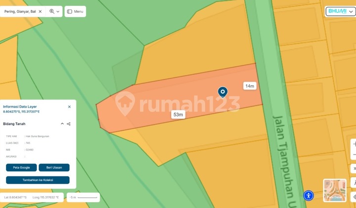 380 Million Per Are - Gianyar Bali