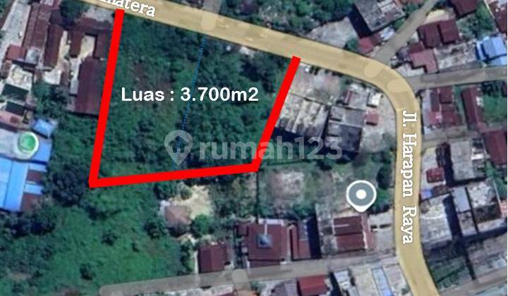 Tanah Strategis 3.700m² Di Jalan Harapan Raya Lintas Sumatera