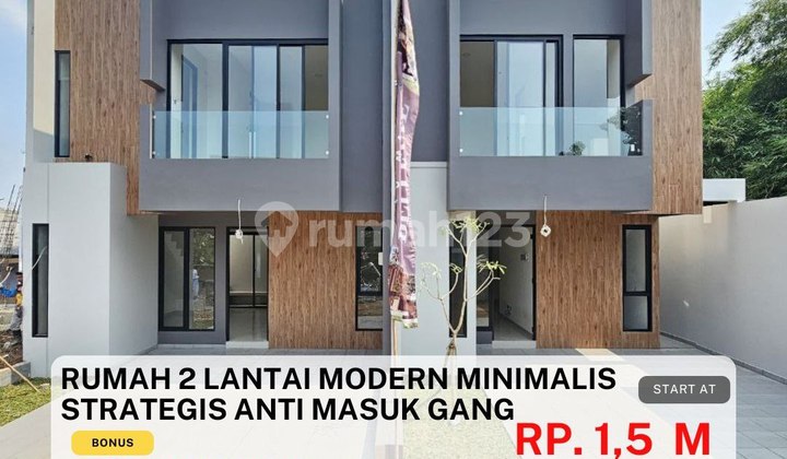 S837. Rumah 2 lantai Modern Strategis Anti Masuk Gang di Bintaro