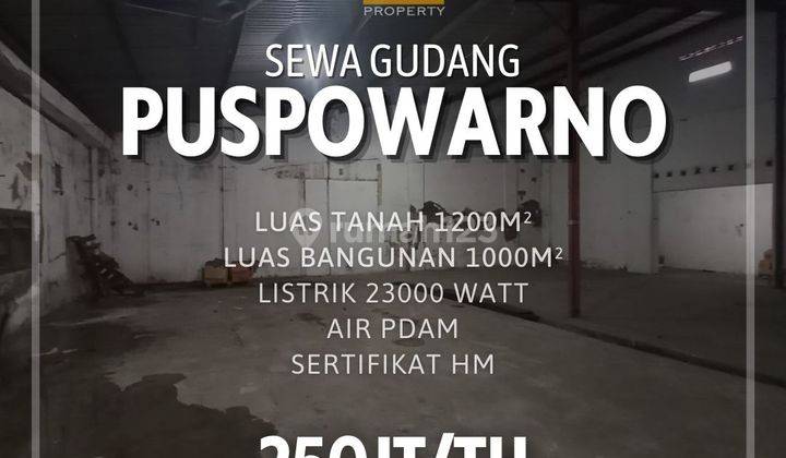 Disewakan Gudang 1200 m Puspowarno 1