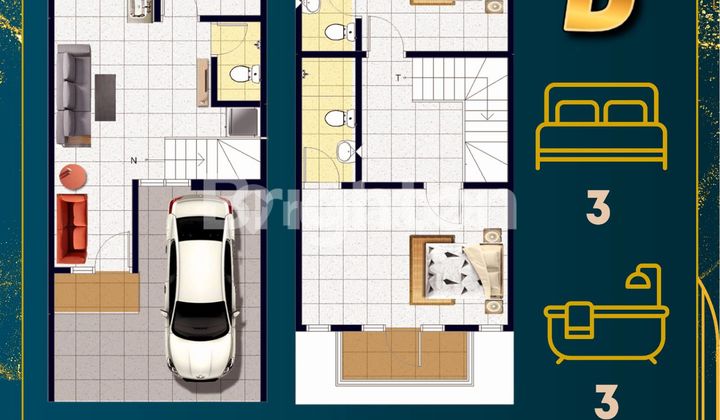 Minimalist Modern Row House, 3 Car Area, Commercial Zone, Rungkut, Surabaya, NYEL. 2