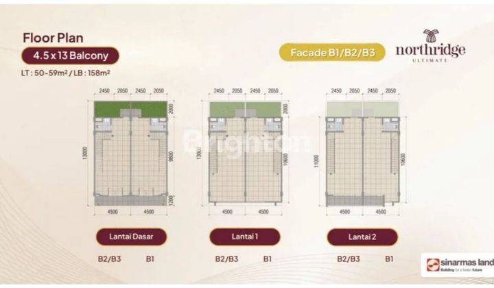 Ruko 3 Lt Northridge Ultimate Type 4,5x13 Balcony di BSD 1