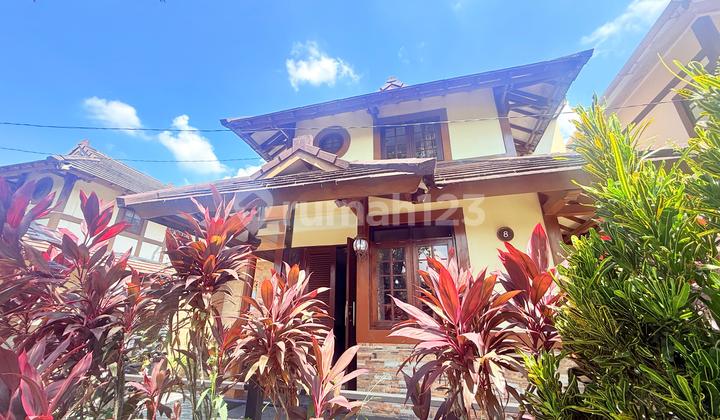Two-Story Japanese-Style House with Balcony Offering Mountain Views in Sentul, Bogor.
