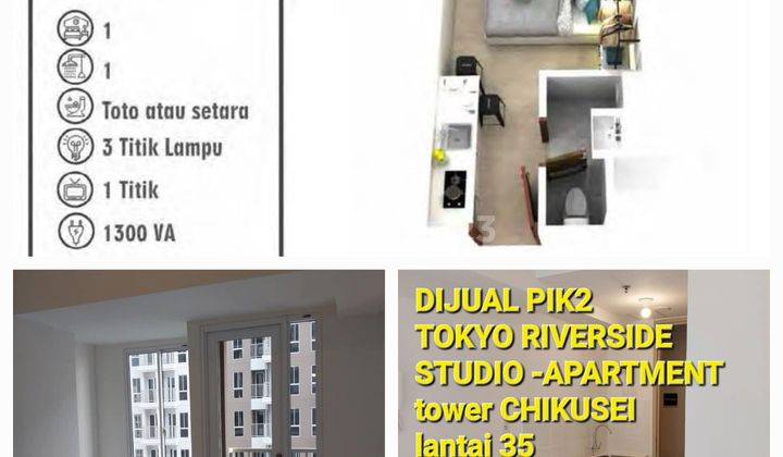 Jual Cepat Tokyo Riverside Studio Apartmrnt, Pik2, Kosongan, City View, Lantai 35, Ppjb 1