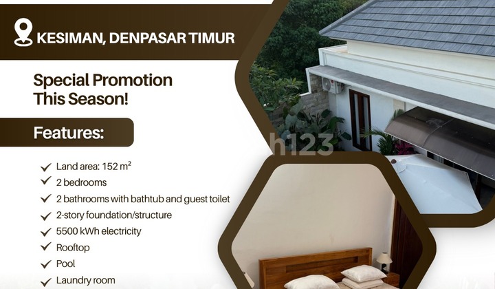 FOR SALE SEMI VILLA HOUSE WITH ROOFTOP AND SWIMMING POOL AT DENPASAR TIMUR