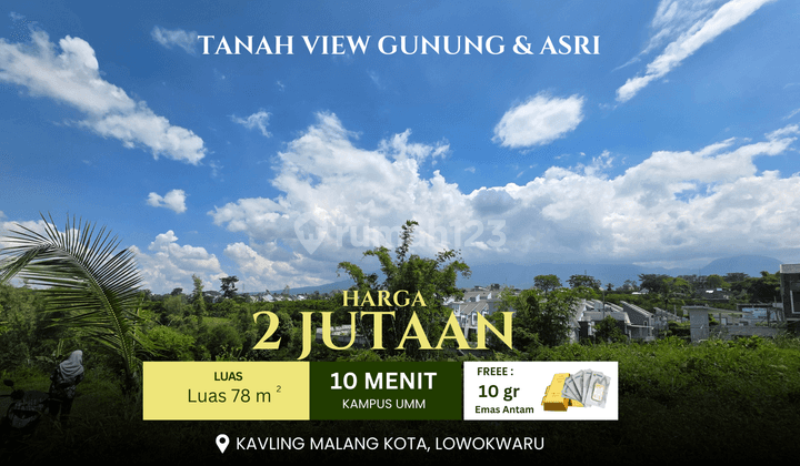 Tanah 78 m2 SHM Lowokwaru, Malang Kota View Gunung Asri Dekat UIN 1