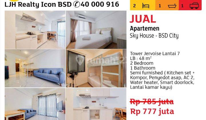 Jual Apartement Sky House ~ Tower Jervoise Bsd City Apartemen Sky House Bagus 2 Kamar Tidur 1