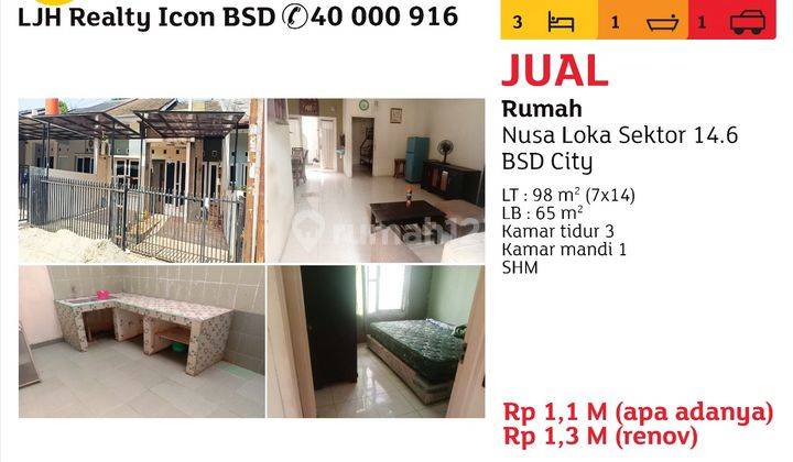 Dijual Rumah Di Nusa Loka Sektor 14.6 Bsd City Rumah SHM - Sertifikat Hak Milik di Nusa Loka Sektor 14.6 BSD City, Nusa Loka 1