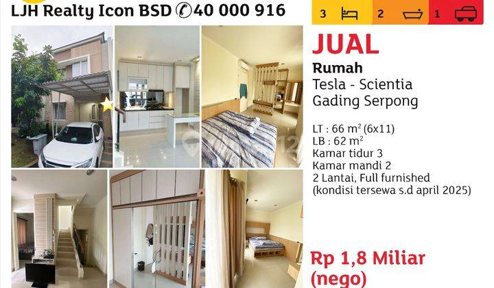 Jual Rumah Furnish Cluster Tesla - Scientia Gading Serpong 1