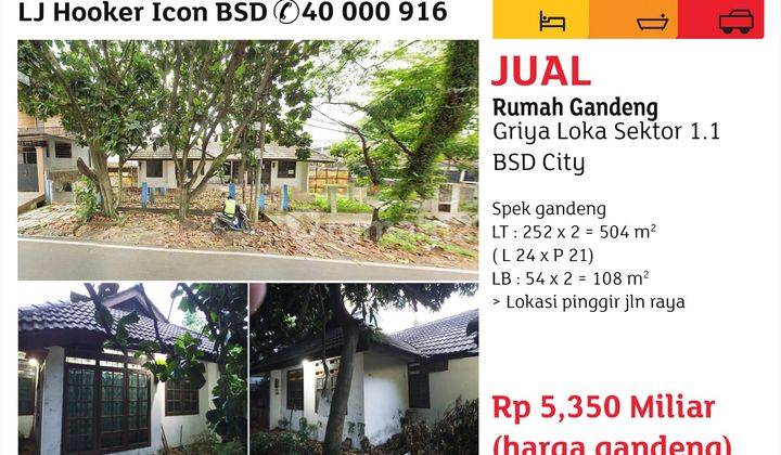 JUAL RUMAH GANDENG DI GRIYA LOKA SEKTOR 1.1 BSD CITY 1