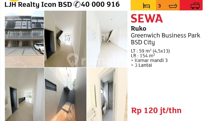 Disewakan Ruko Greenwich Bsd City 1