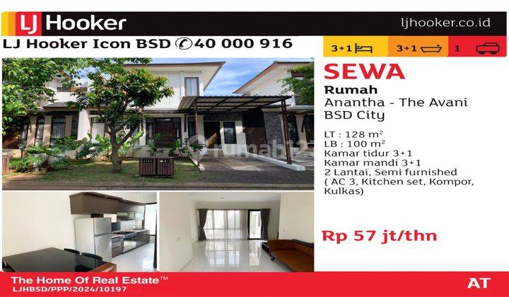 Disewa The Avani Cluster Anantha Bsd City Rumah Kontrakan Semi Furnished Bagus SHM - Sertifikat Hak Milik di Anantha - The Avani BSD City, BSD Avani 1