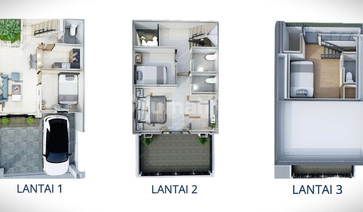 Rumah Eksklusif 3 Lantai 2 Menit ke LRT Cikunir di Jakasampurna 2