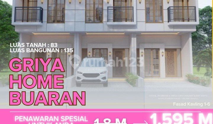 Rumah Eksklusif 2 Lantai Strategis SHM Bebas Banjir di Buaran 