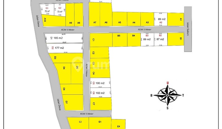 Tanah Kavling 190 Jt-an 109m2, Dekat Jalan Raya BOMANG Free SHM