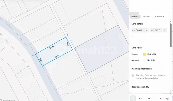 Tanah Siap Bangun 243m² di Sayap Riau, Lebar Muka 10 Meter