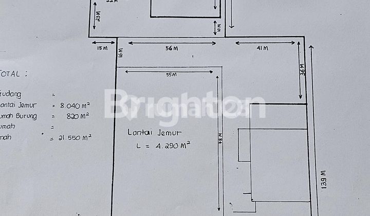DIJUAL GUDANG, RUMAH WALET, LAHAN JEMUR DI WULUHAN AMBULU