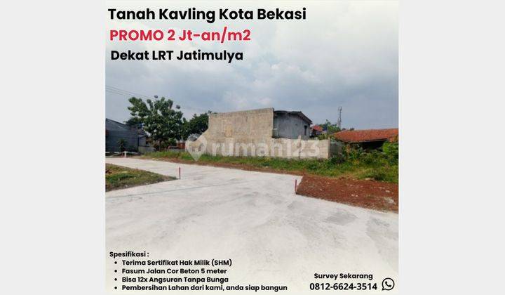 Dekat LRT Jatimulya, Bisa Cicil Kavling SHM Mulai 2 Jt-an Permeter 1