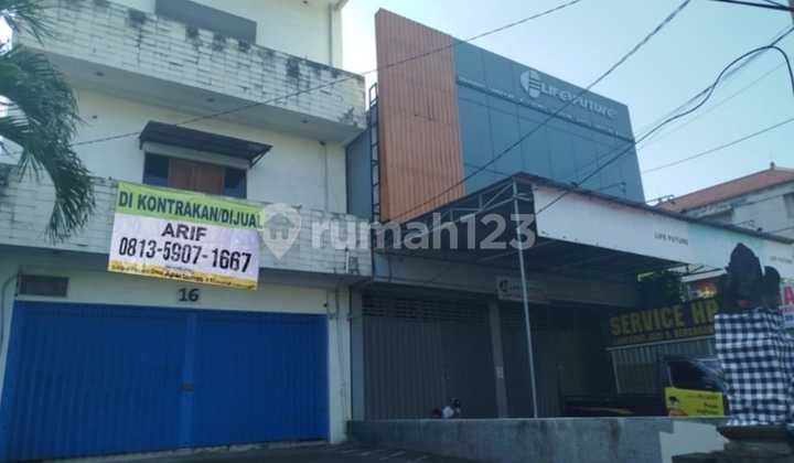 STURDY BUILDING !!! 3-Storey Shop House on 3 Acres in the Culinary Center of West Teuku Umar Street, Denpasar 1