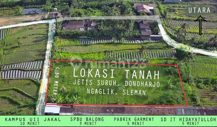 Tanah Sawah Luas 3100 Meter Persegi Lokasi Donoharjo Ngaglik Sleman 