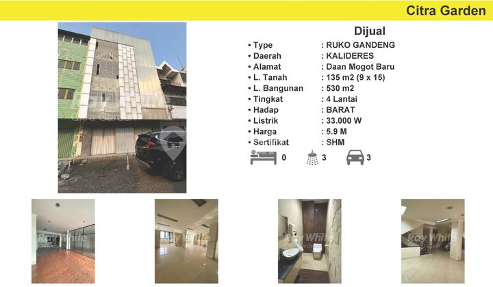 Jual Ruko Daanmogot Baru530 M2 SHM Kalideres, Jakbar 0040-Erwmov