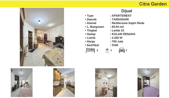 Dijual Murah Apartemen Mediterania Gajahmada 65 M Shm 0036-hey