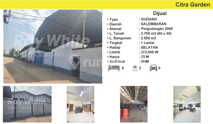 Jual Gudang Pergudangan 2000 Salembaran 1 Lantai SHM 0040-Dinkim