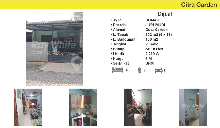 Jual Rumah Murah SHM Duta Garden Jurumudi, Tangerang 0032-CHRWID Jual Rumah Murah SHM Duta Garden Jurumudi, Tangerang 0032-CHRWID