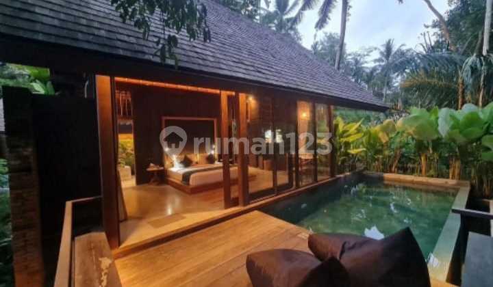 One Bedroom Villatel dengan pemandangan sungai dan hutan di Ubud, Bali