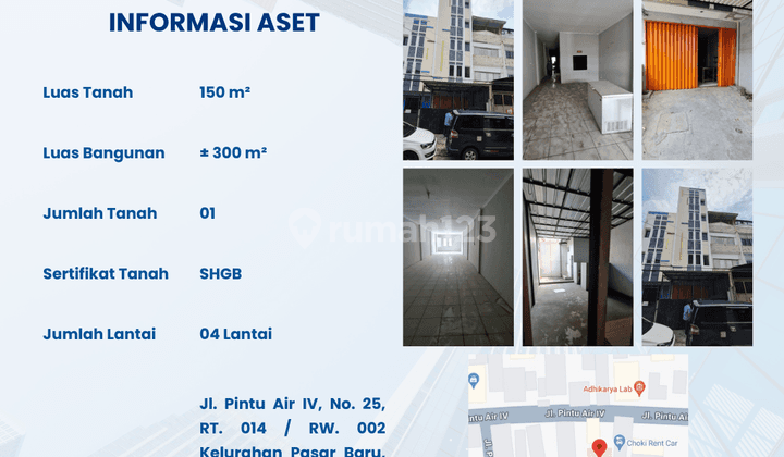 Dijual Ruko di Jl. Pintu Air IV No. 25 Pasar Baru, Jakarta Pusat 2