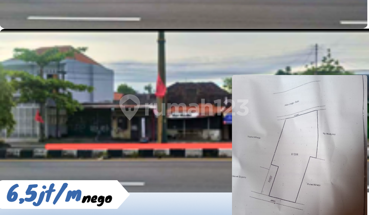 Di jual tanah pekarangan bonus bangunan di pinggir jalan Jogya solo 