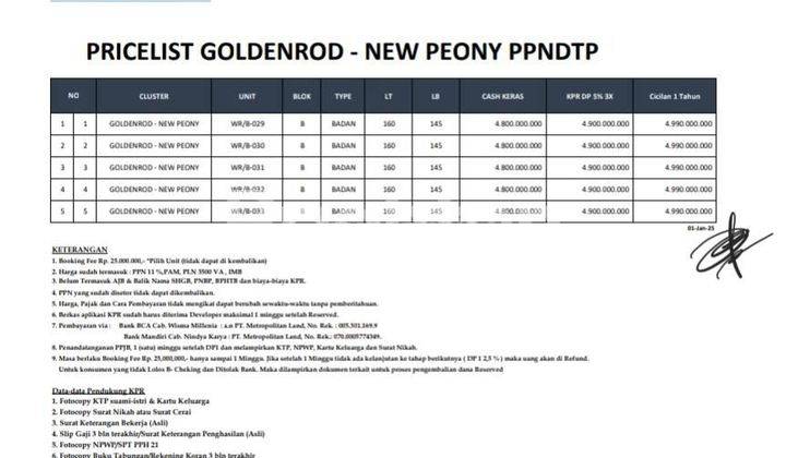 Dijual Rumah Metland Menteng New Peony Goldenrod 2