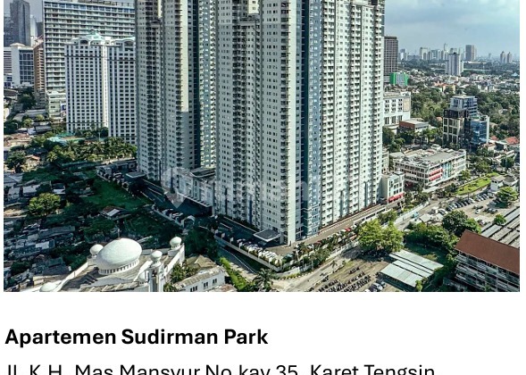 Jual Apartemen Sudirman Park Type 2 Br Tower A Furnished