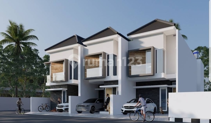 Progress 85%, Rumah Baru 2 Lantai Harga 1 M-An Row Jalan 4 Mobil di Taman Pondok Indah Wiyung Surabaya Barat