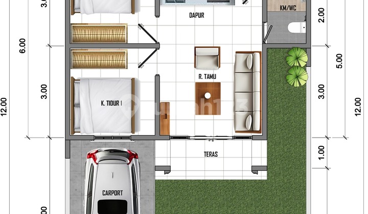 House 50/113 in Block O, Selangkah, Yogyakarta City, 2 Bedrooms, 1 Bathroom. Freehold Certificate, Building Permit. 2