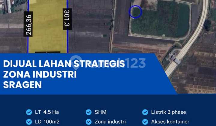 Lahan Strategis Kawasan Industri Lokasi Sragen Luas 4,5 Ha