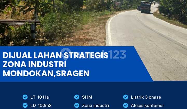 Lahan Super Strategis Industri Mondokan,Sragen Luas 10 Ha