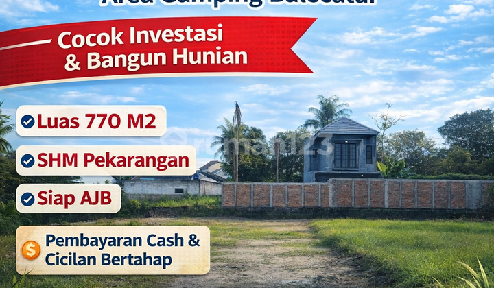 Cheap Land in Sleman, 770 m2 Area, Gamping, SHM, Yard